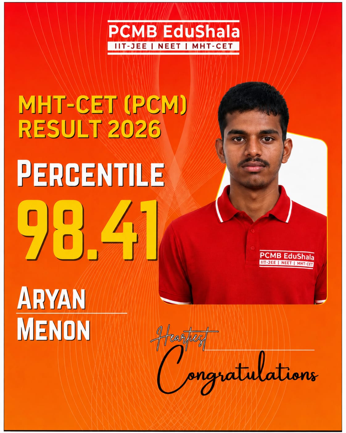 Aryan Menon MHT CET PCM 2026