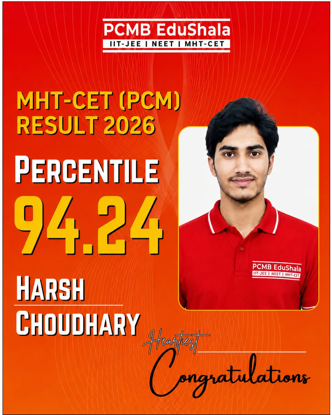 Harsh Choudhary MHT CET PCM 2026