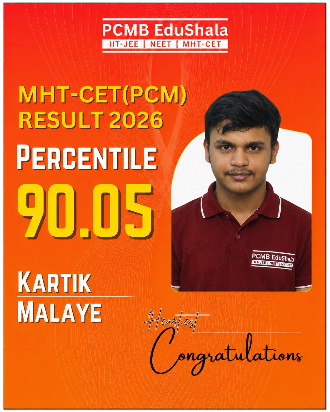 Kartik Malaye MHT CET PCM 2026