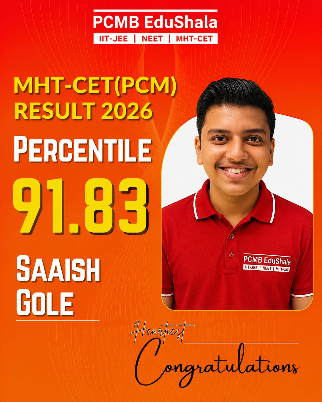 Saaish Gole MHT CET PCM 2026